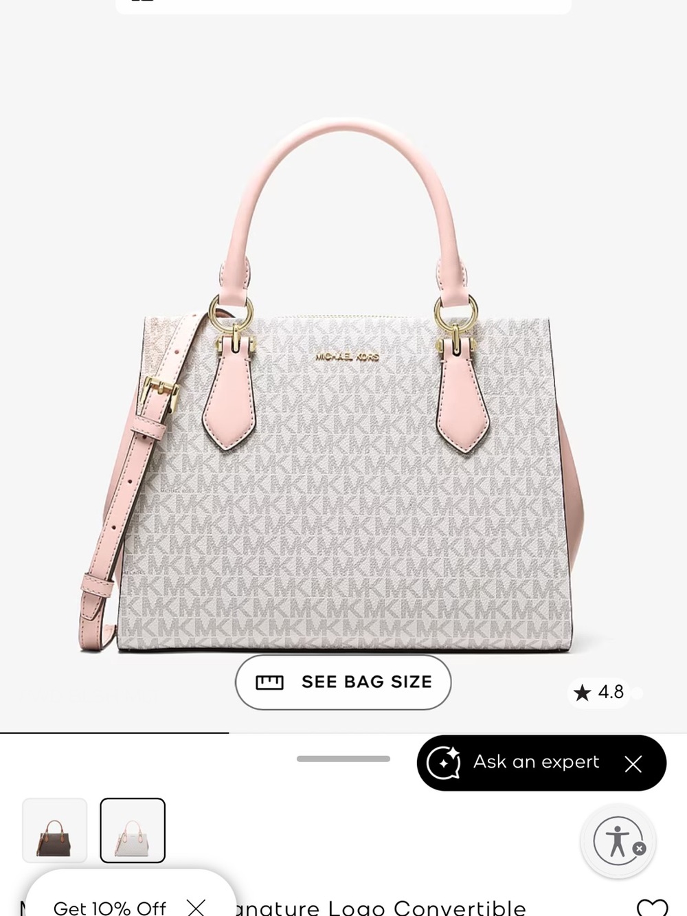 Michael Kors signature Marilyn Logo Satchel with Pink Trim - Picture 2 of 5
